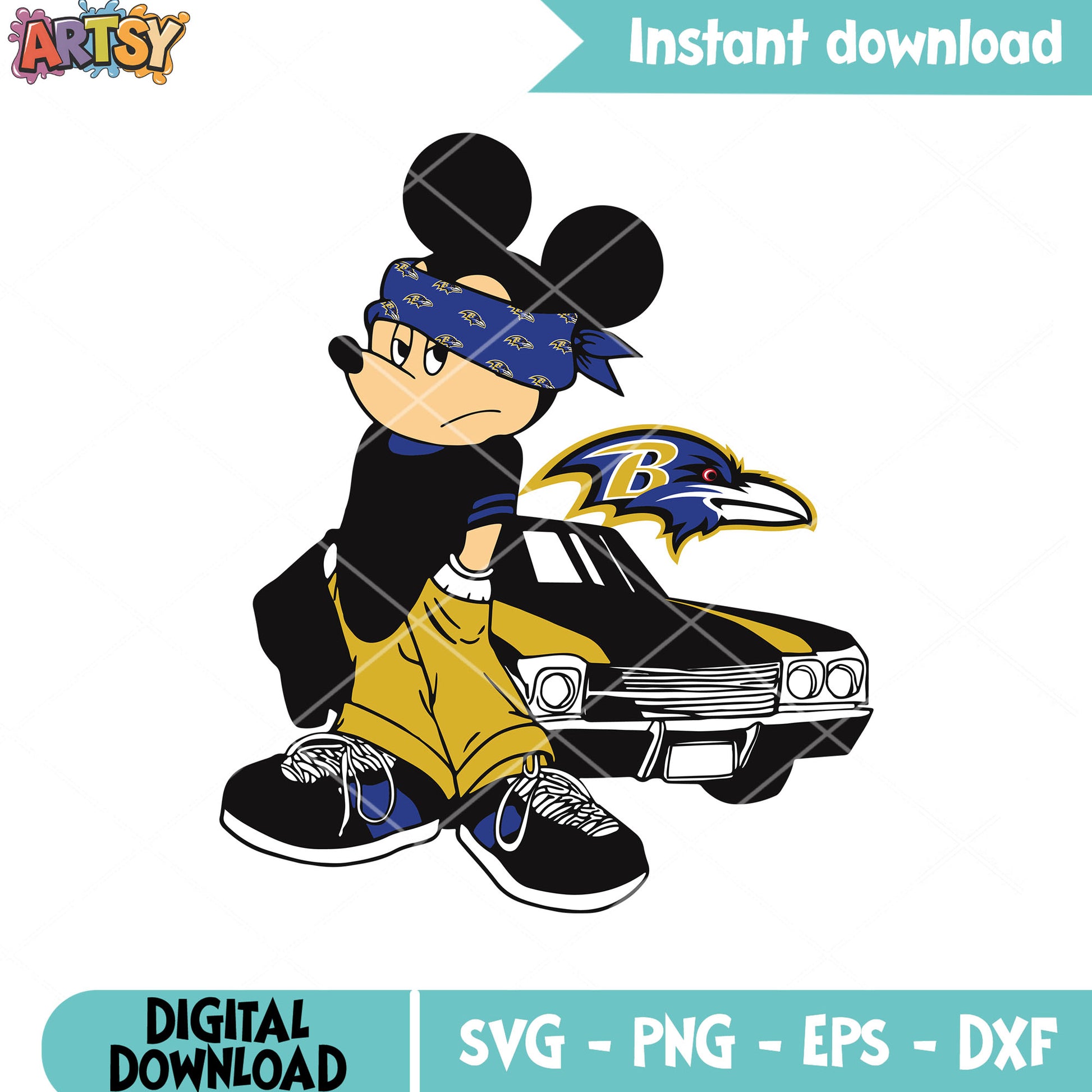 Mickey mouse baltimore svg. baltimore ravens svg, nfl teams svg