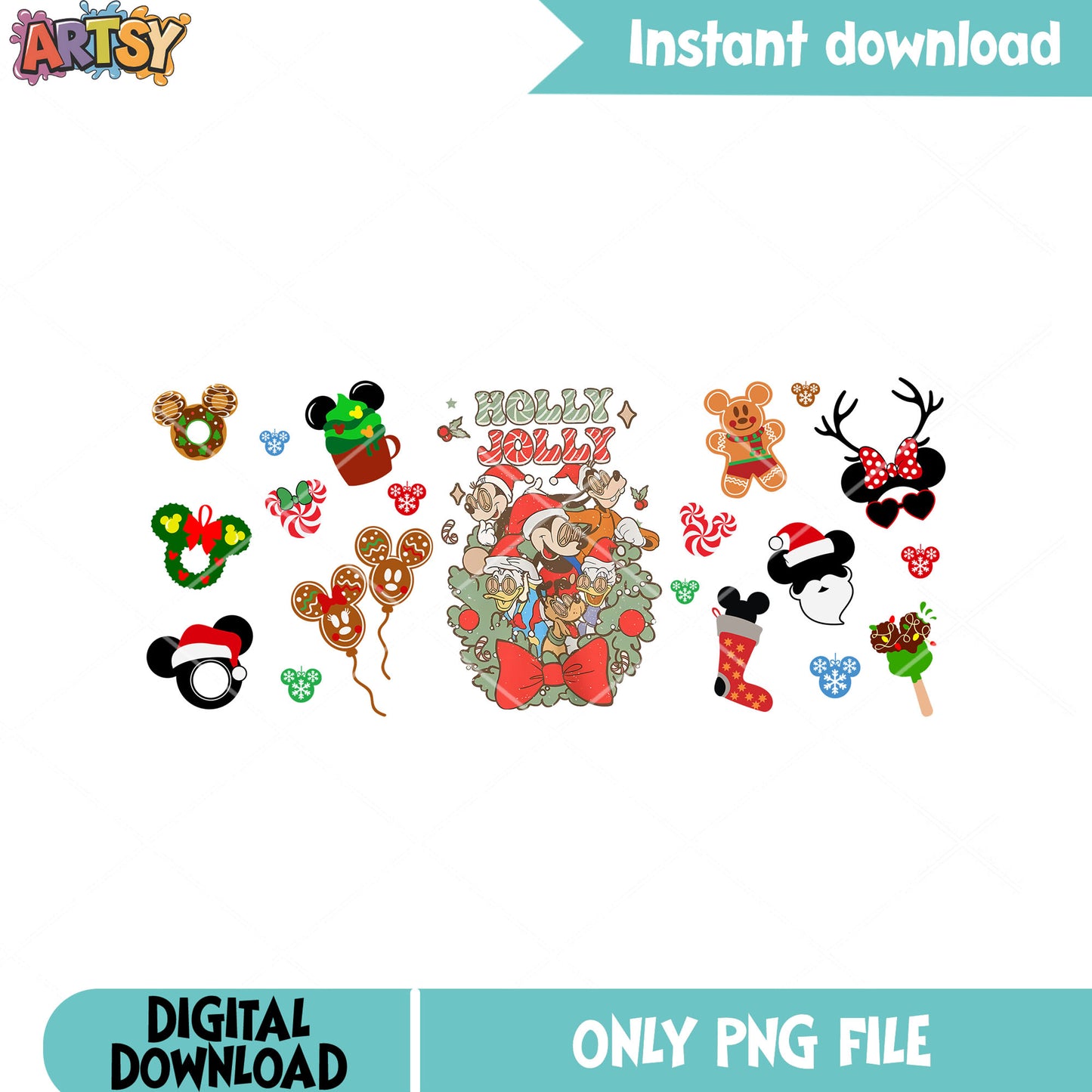 Mickey mouse holly jolly xmas png, goofy png, merry christmas png