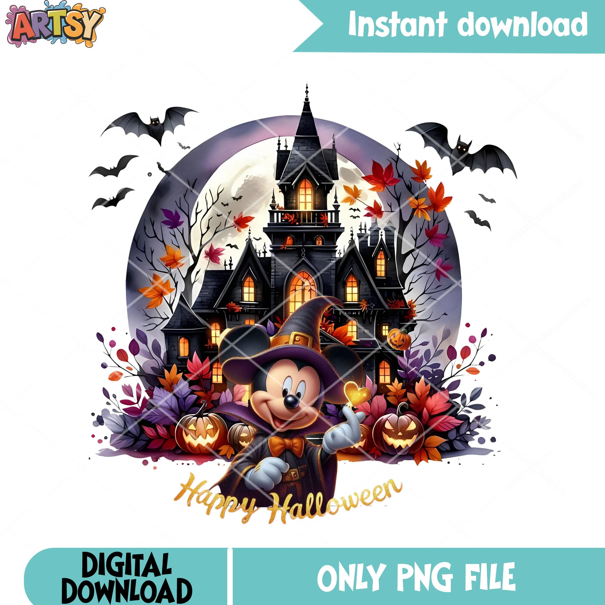 Mickey mouse the witch png, disney halloween png, spooky castle png