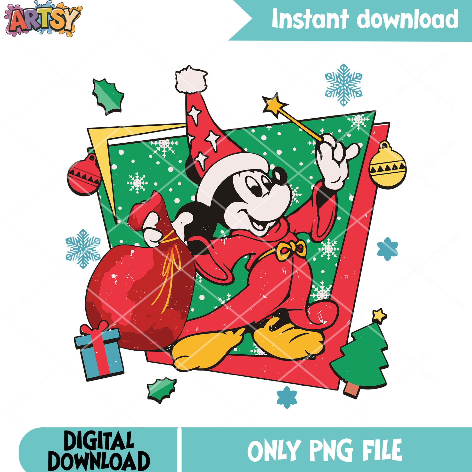 Mickey the witch christmas png, jingle bell png, mickey mouse png