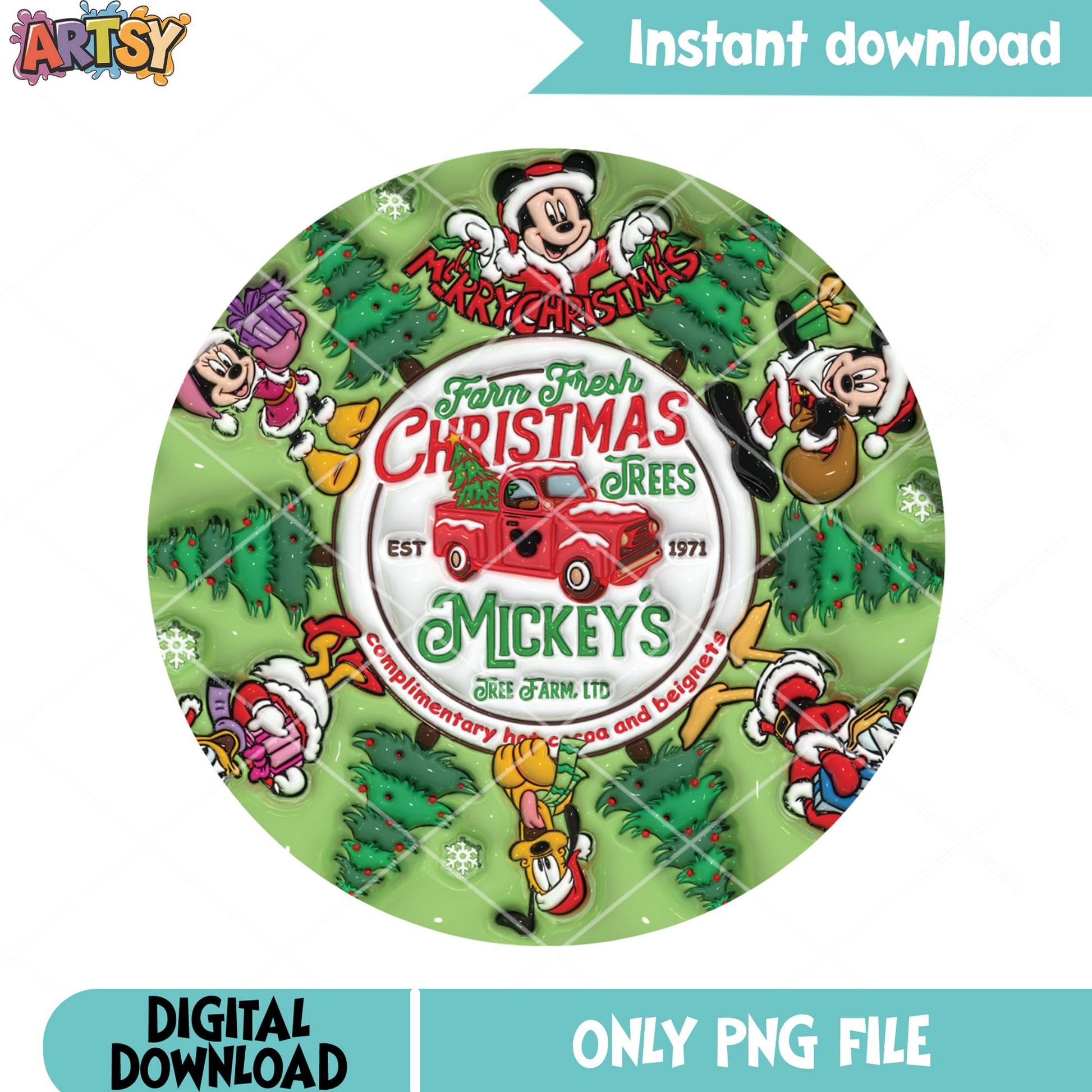 Mickey tree farm png, farm fresh christmas png, pluto goofy png