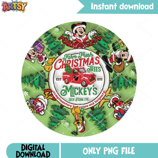 Mickey tree farm png, farm fresh christmas png, pluto goofy png