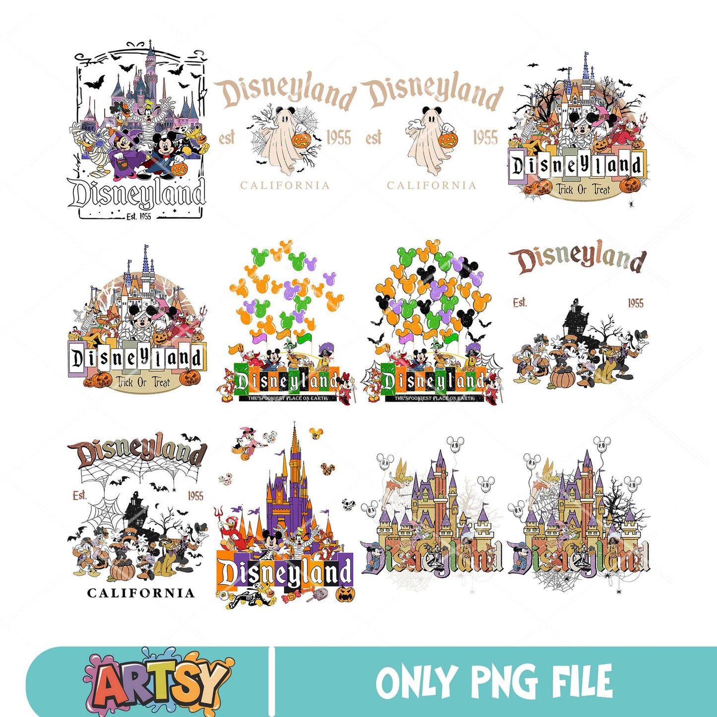 Mickey trick or treat png bundle, disney halloween png, mickey friends png