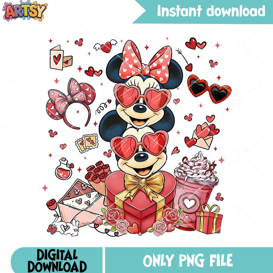 Micky and Minnie png, disney couples​ png, valentine day png