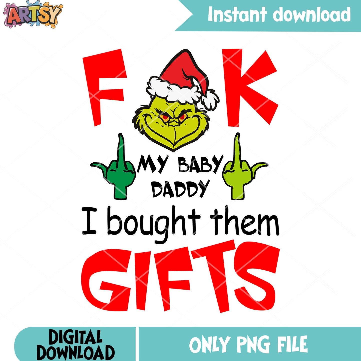 Middle finger relax grinch face png, grinchmas png, christmas gifts png