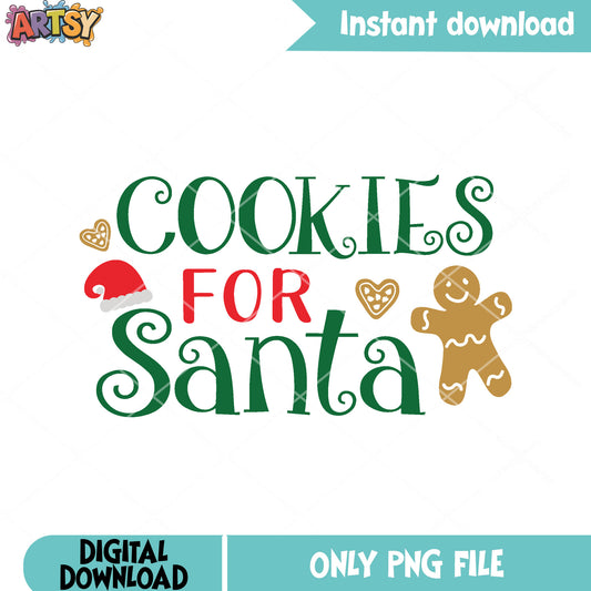 Midnight snack for santa png, christmas cookies png, santa claus png
