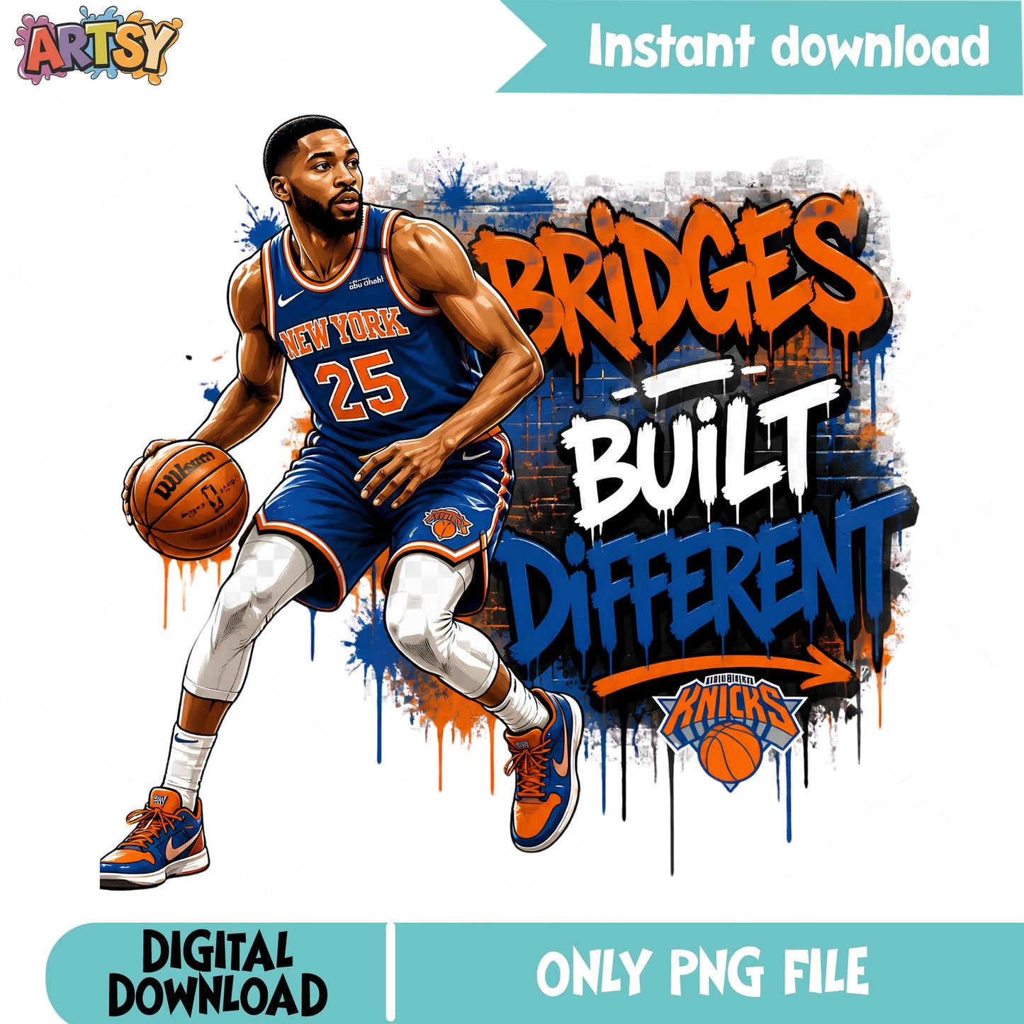 Mikal Bridges New York Knicks PNG, NBA Basketball PNG, Knicks 25 PNG