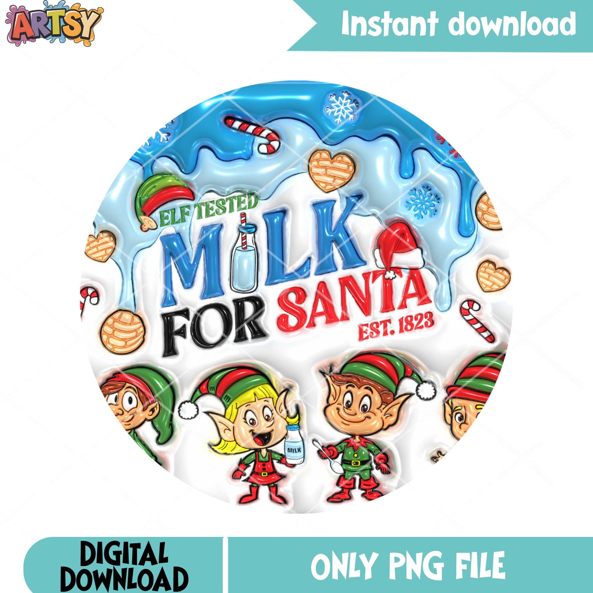 Milk for santa elf test png, cute elf squad milk png, kids holiday png
