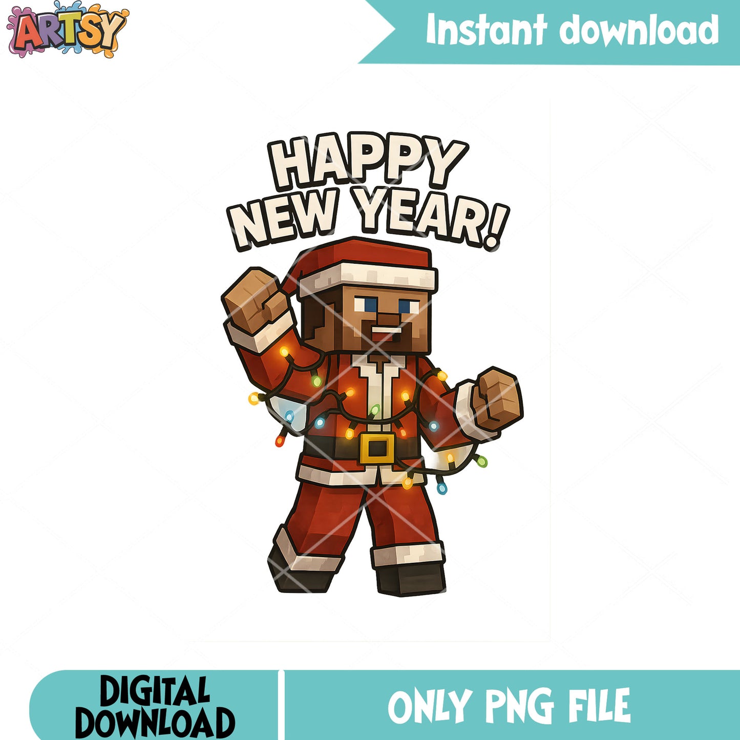 Minecraft steve santa png, santa claus costume png, Happy new year png