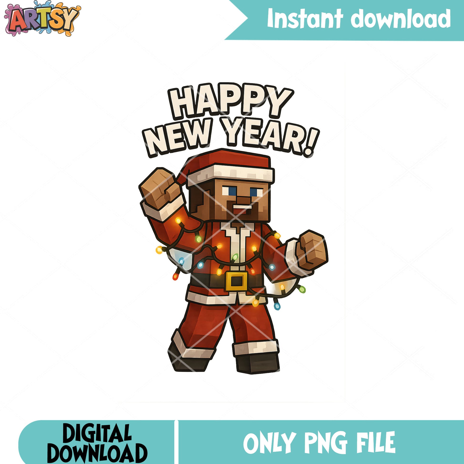 Minecraft steve santa png, santa claus costume png, Happy new year png