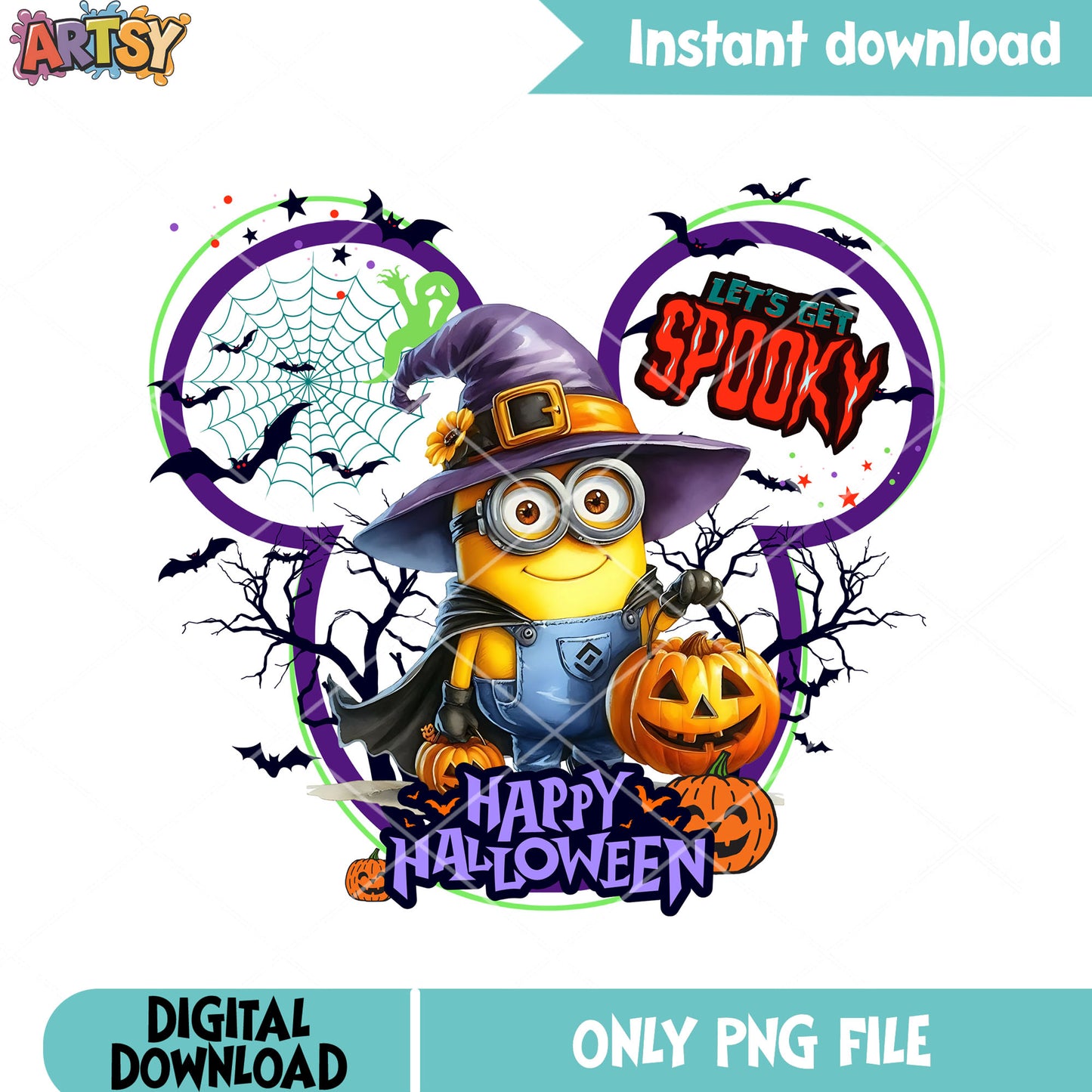 Minion witches hats png, jack o lantern png, scary bats png