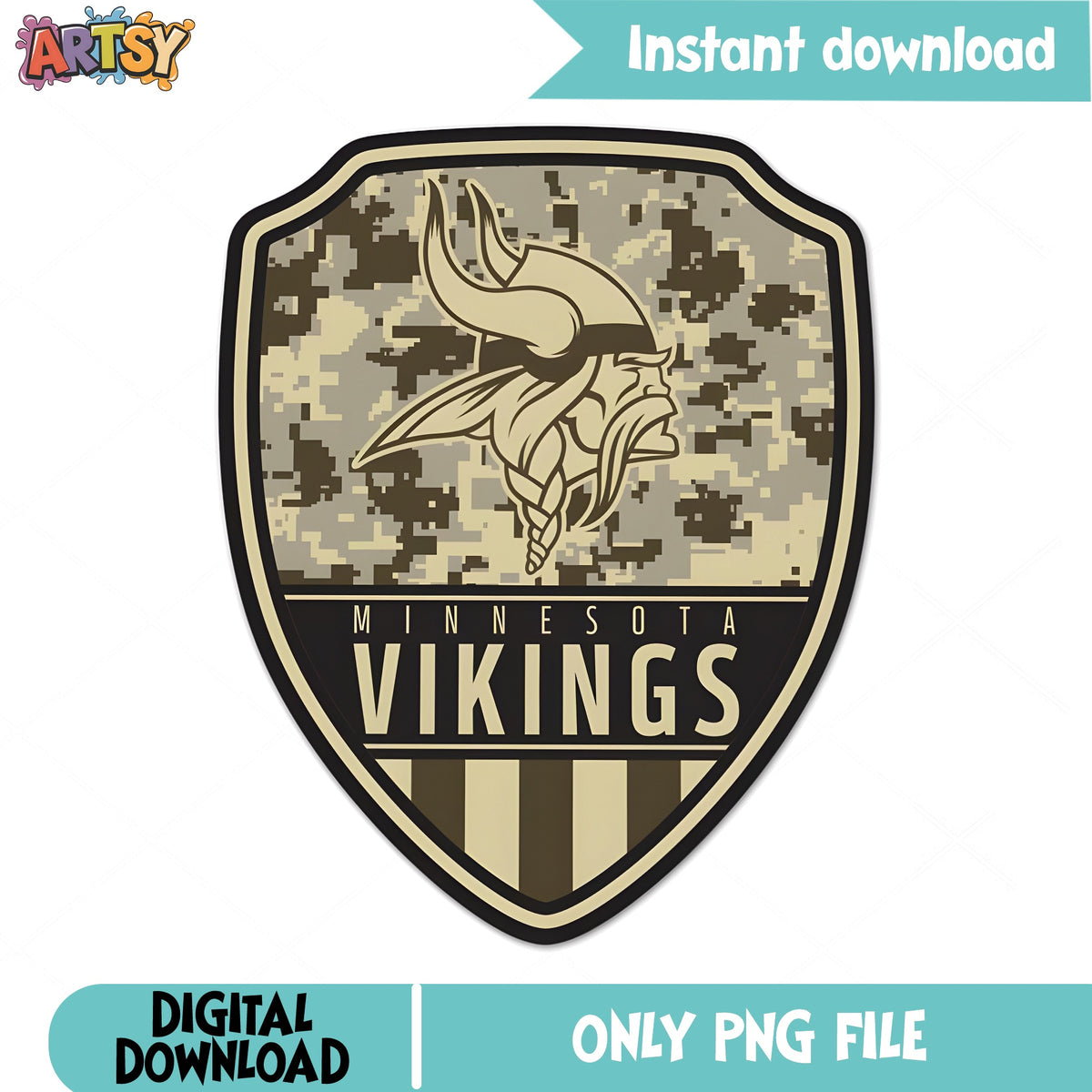 Minnesota Vikings Camo Shield PNG, Vikings Football PNG, NFL PNG