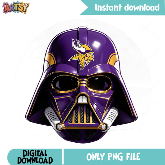Minnesota Vikings Darth Vader Helmet PNG, NFL Football PNG, Star Wars PNG