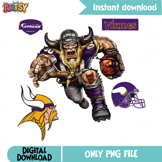 Minnesota Vikings NFL PNG Bundle, Football Team Mascot PNG, Vikings PNG