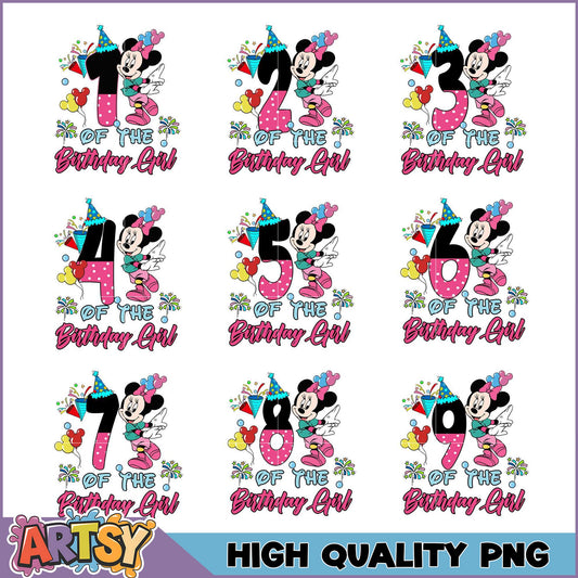 Minnie Mouse Birthday PNG Bundle 1-9