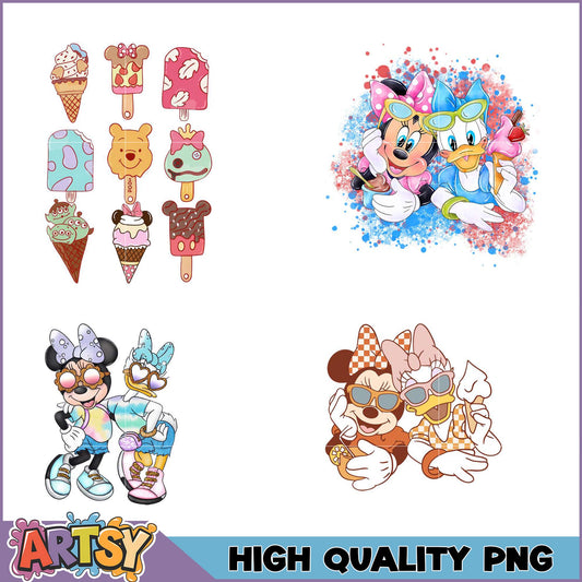 Minnie Mouse Daisy Duck Ice Cream PNG Bundle