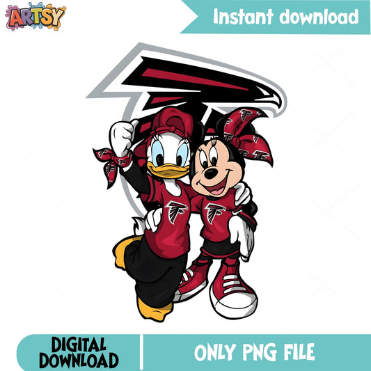 Minnie And Daisy Atlanta Falcons PNG, Disney NFL PNG, Football PNG