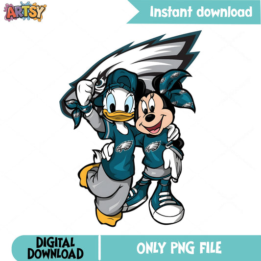 Minnie And Daisy Philadelphia Eagles PNG, Disney NFL PNG, Eagles PNG