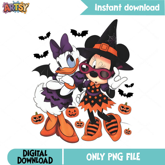 Minnie Daisy Duck Halloween PNG, Disney Halloween PNG, Witch PNG