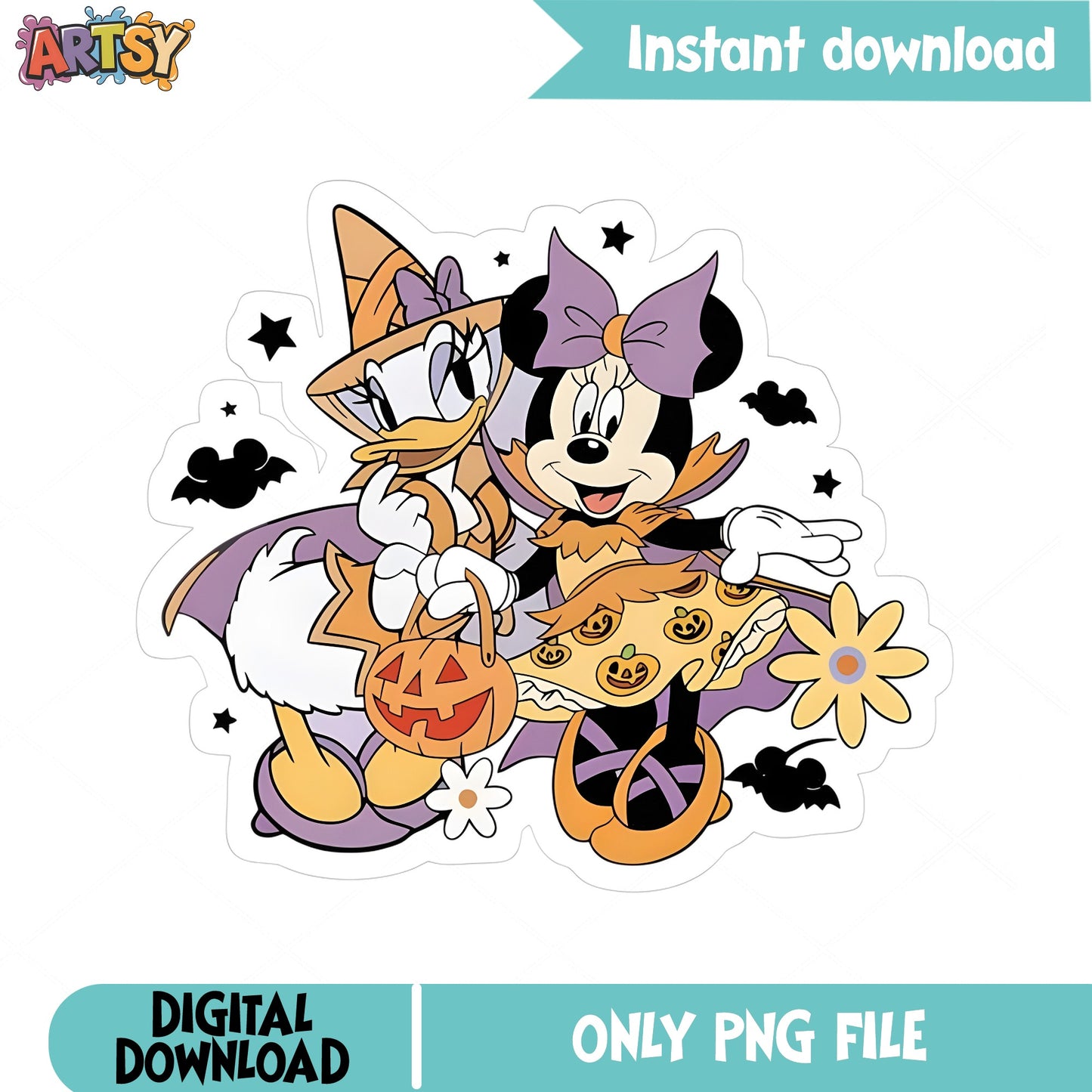 Minnie Daisy Duck Halloween PNG, Disney Halloween, Witch PNG