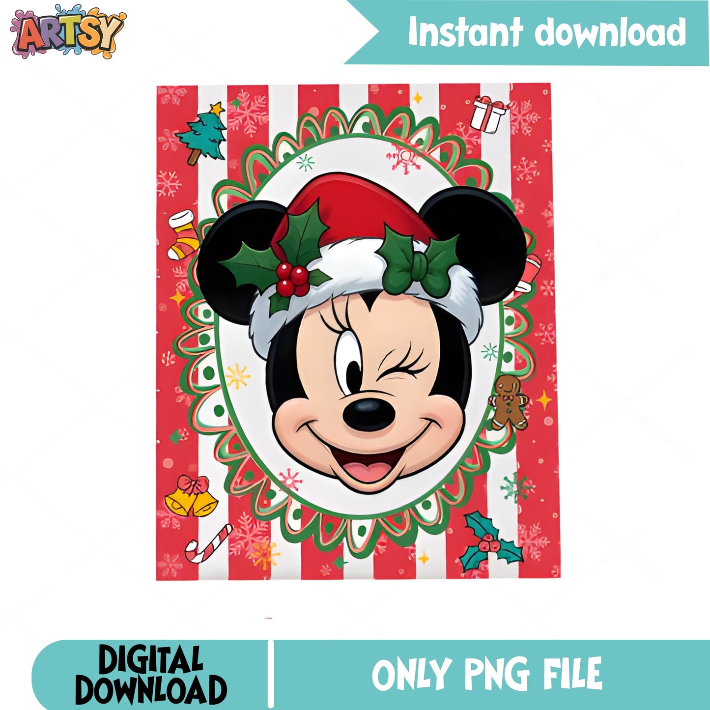 Minnie Mouse Christmas PNG, Disney Christmas PNG, Holiday PNG