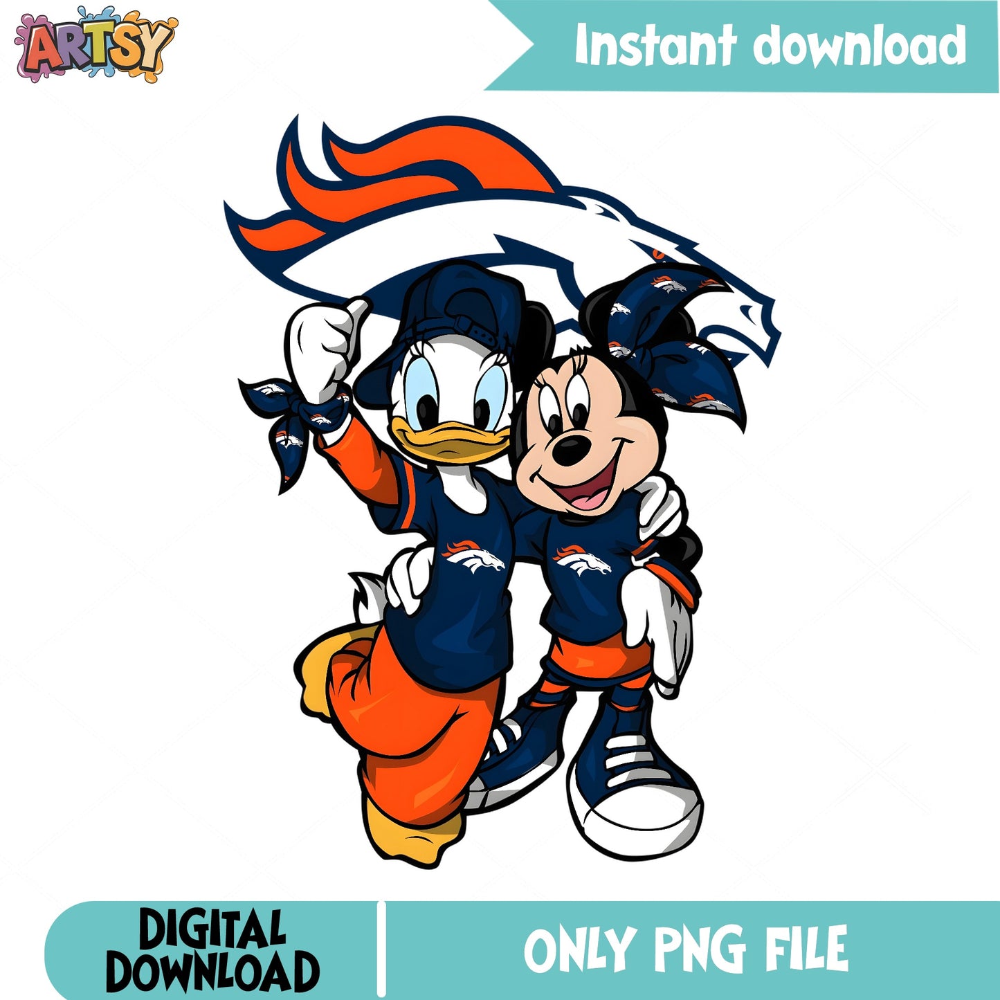 Minnie Mouse Denver Broncos PNG, Disney NFL PNG, Football PNG