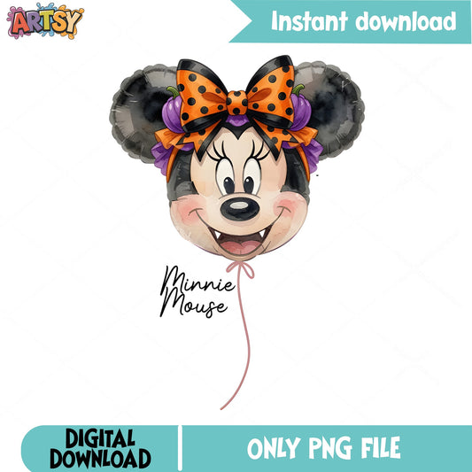 Minnie Mouse Halloween Balloon PNG, Disney PNG, Halloween PNG
