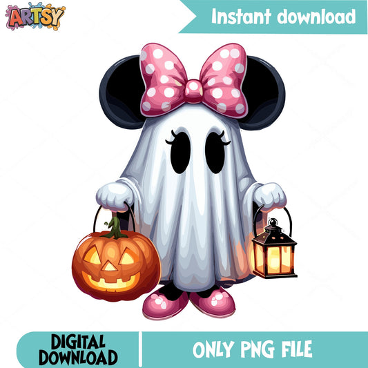 Minnie Mouse Halloween Ghost PNG, Disney Halloween PNG, Spooky PNG