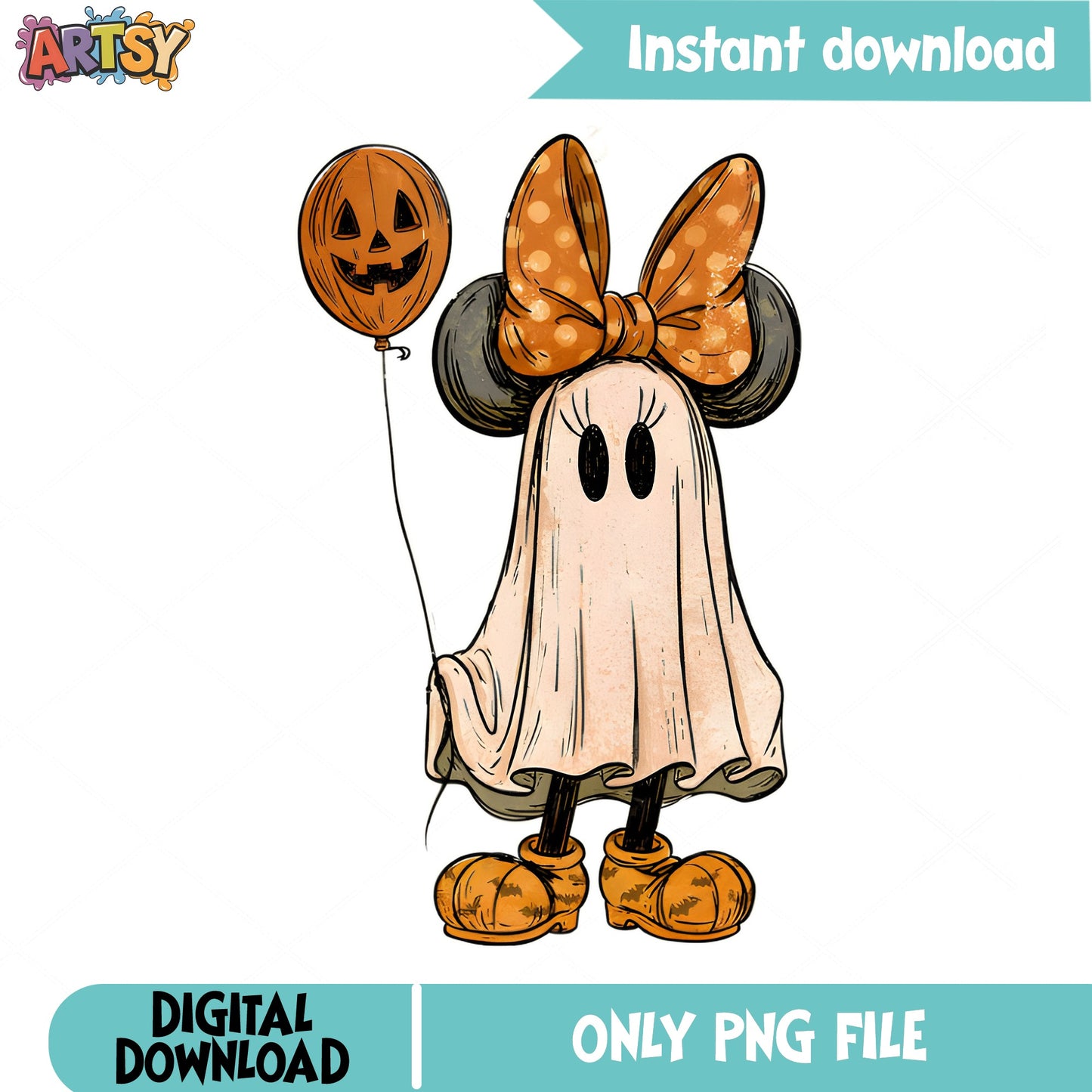 Minnie Mouse Halloween Ghost PNG, Disney Halloween PNG, Spooky Season PNG