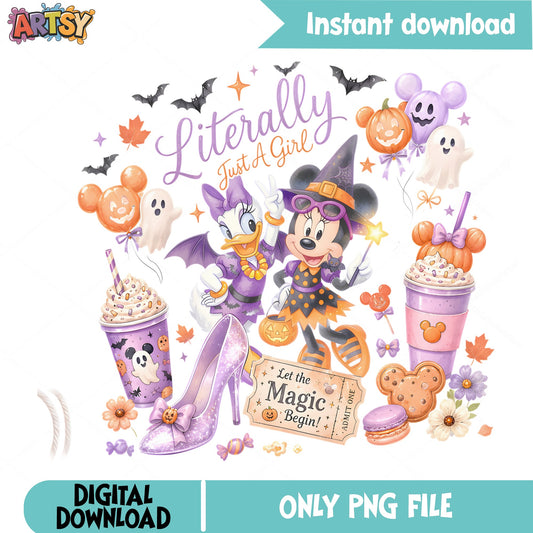 Minnie Mouse Halloween PNG, Daisy Duck Disney PNG, Spooky Girl PNG