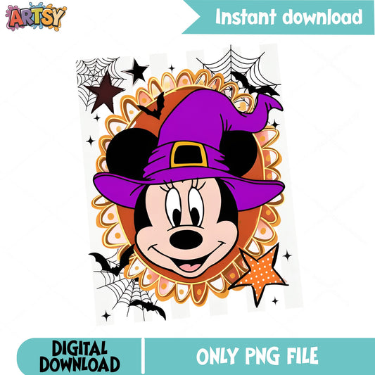 Minnie Mouse Halloween Witch PNG, Disney Halloween PNG, Spooky PNG