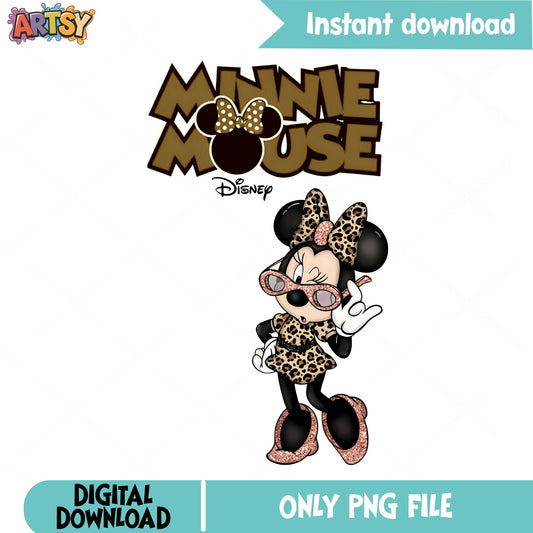 Minnie Mouse Leopard Print PNG, Disney Minnie PNG, Boujee Minnie PNG