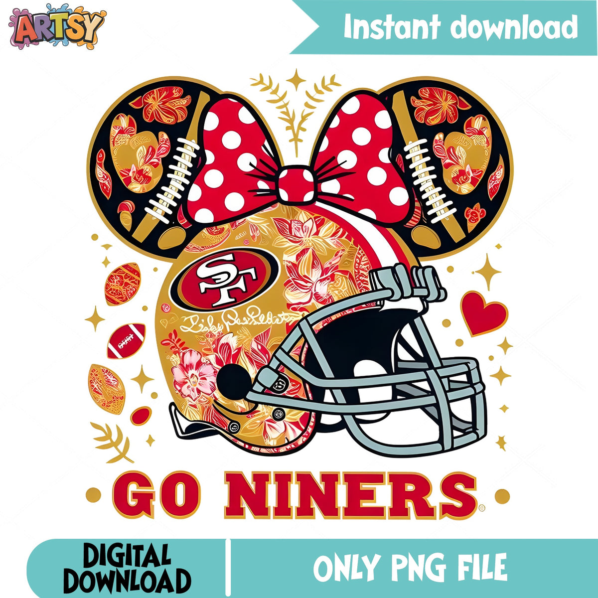 Minnie Mouse San Francisco 49ers PNG, Go Niners PNG, NFL PNG