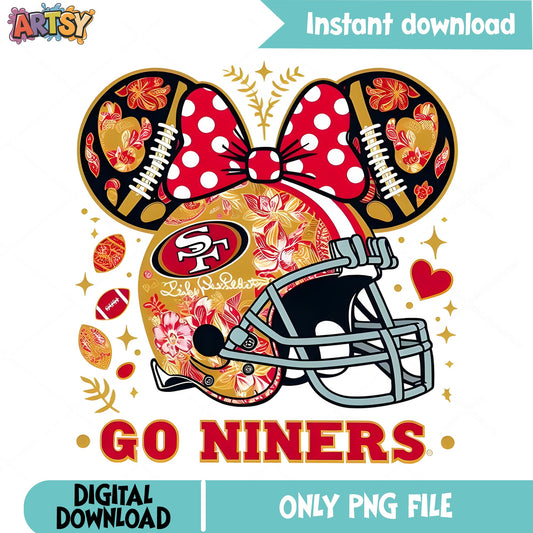Minnie Mouse San Francisco 49ers PNG, Go Niners PNG, NFL PNG