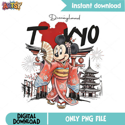 Minnie Mouse Tokyo Disneyland PNG, Disney Japan PNG, Kimono PNG