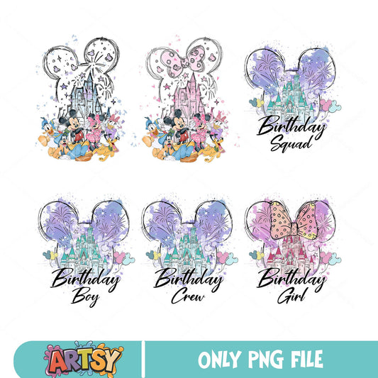 Minnie birthday boy png bundle, disney minnie png, minnie head png