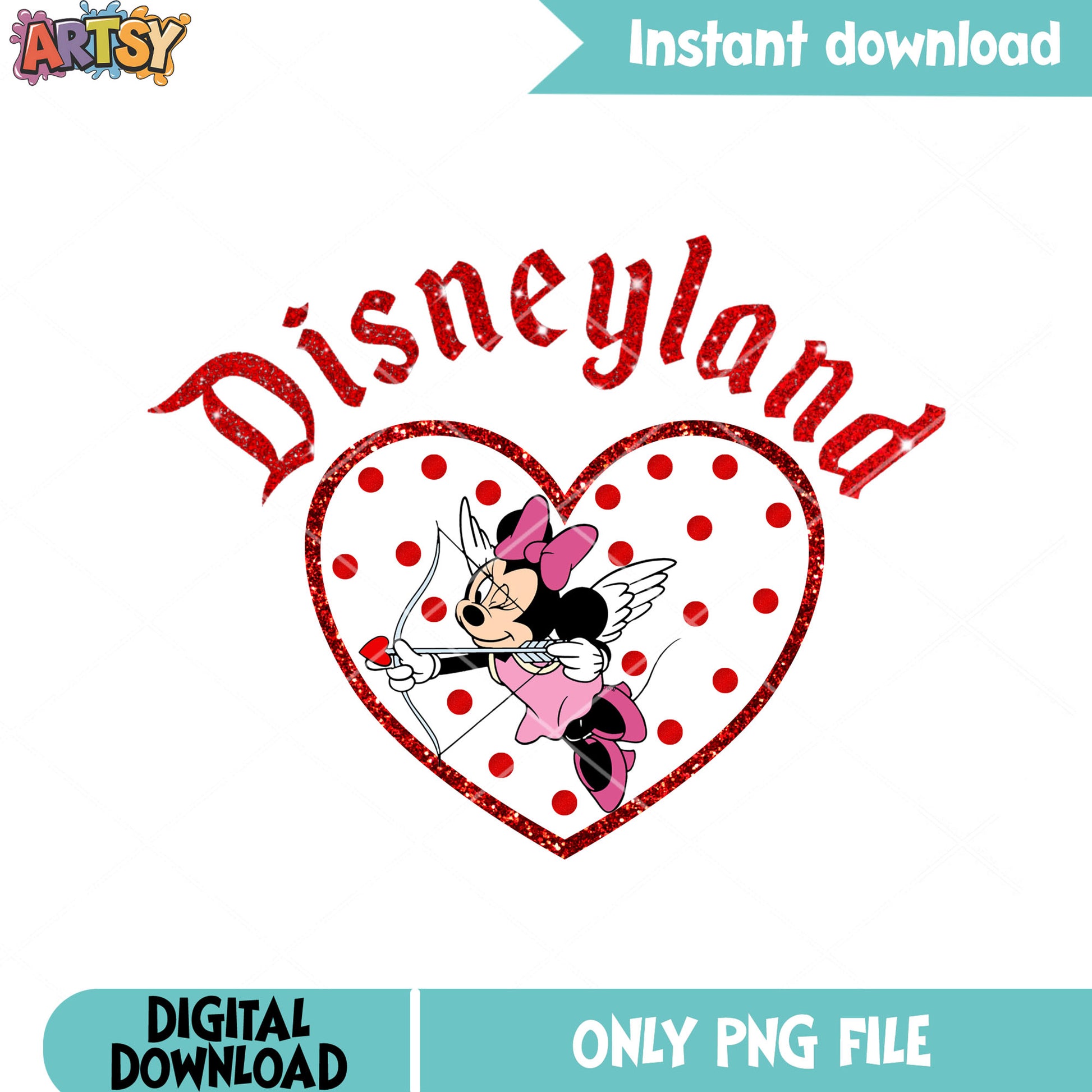 Minnie cupid valentines png, minie mouse png, valentines heart png