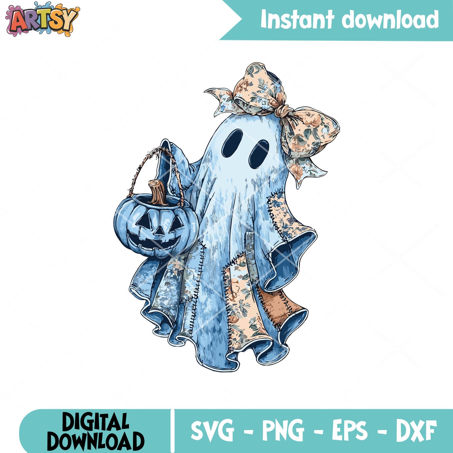 Minnie ghost blue svg, minnie halloween svg, pumpkin minnie svg