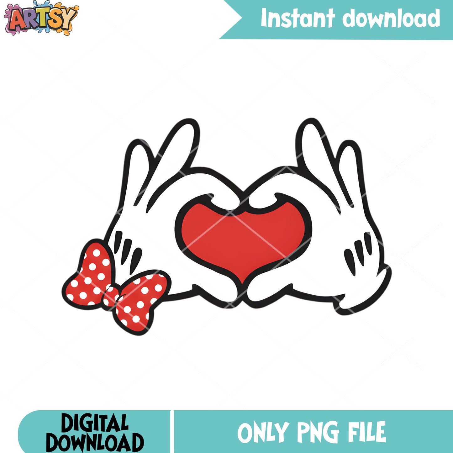 Minnie hand heart valentines png, happy valentines png, valentine png