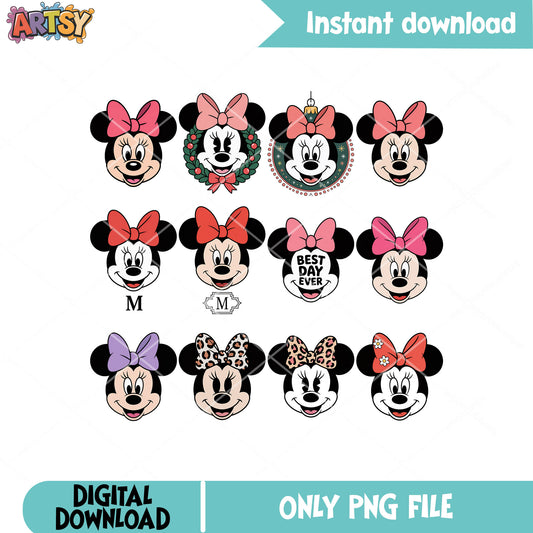 Minnie head png bundle, disney minnie png, minnie head png.zip