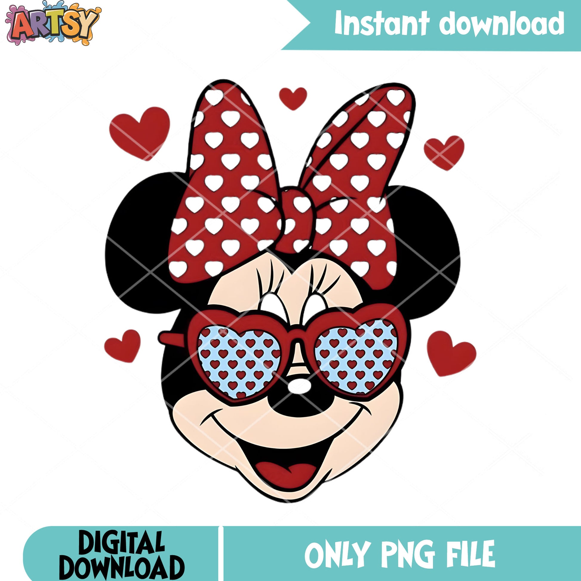 Minnie love sunglasses valentine png, valentine day png, disney png