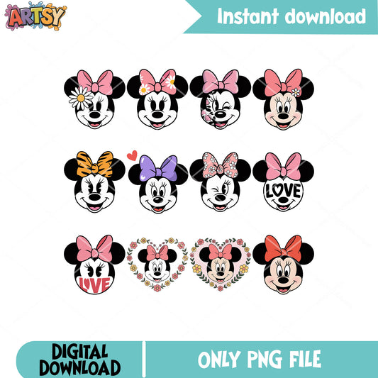 Minnie mouse head png bundle, disney minnie png, minnie head png.zip.zip
