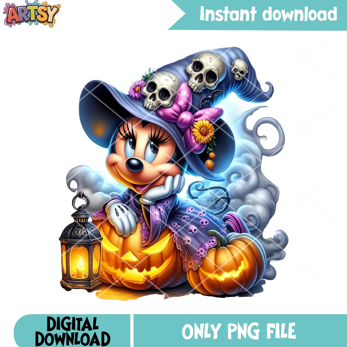 Minnie mouse pumpkin png, witch costume png, disney halloween png