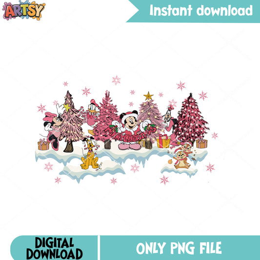 Minnie pink christmas tree png, pluto the dog png, christmas gifts png