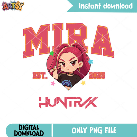 Mira chibi huntrix est png, huntrix band png, kpop demon hunters png