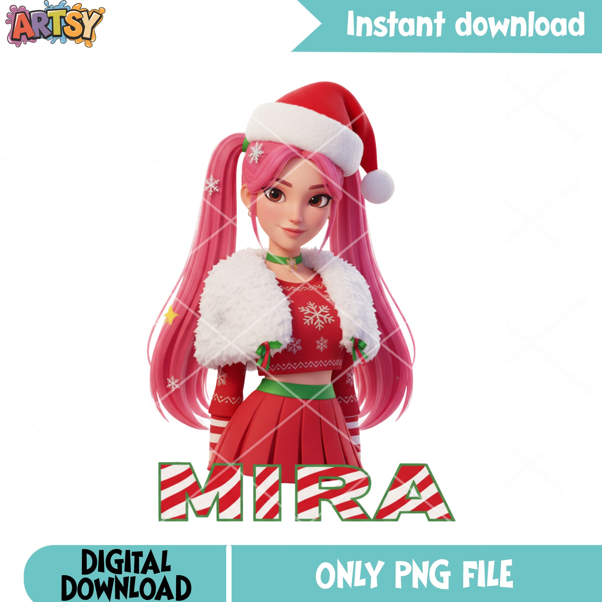 Mira satan claus png, Mira kpop demon hunters png, santa costume png