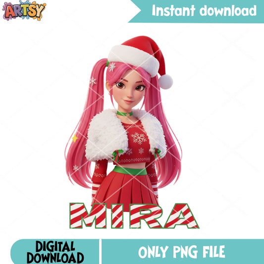 Mira satan claus png, Mira kpop demon hunters png, santa costume png