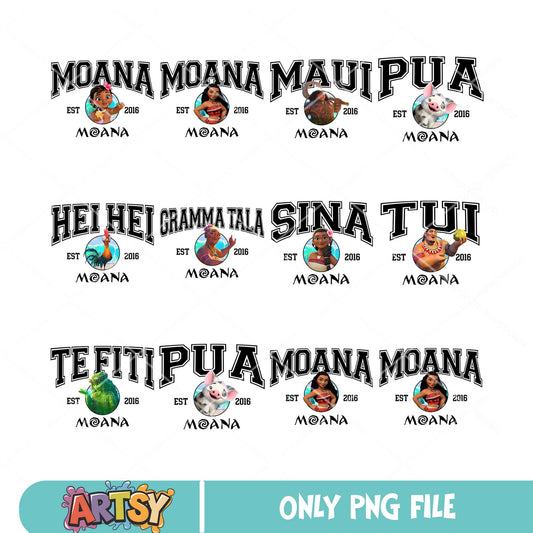 Moana characters est png bundle, disney moana png, disney est png
