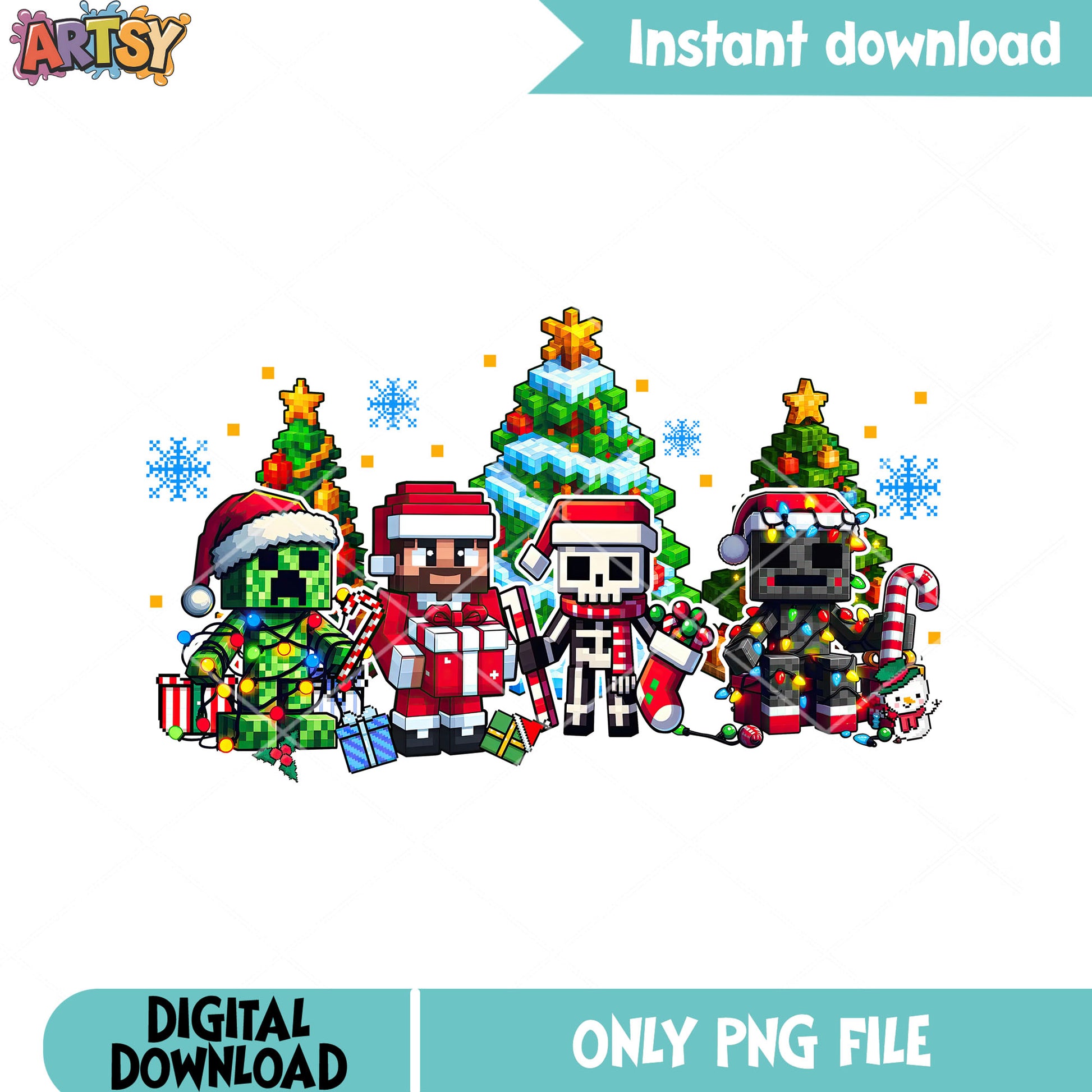 Mojang christmas gifts png, christmas vibes png, minecraft png