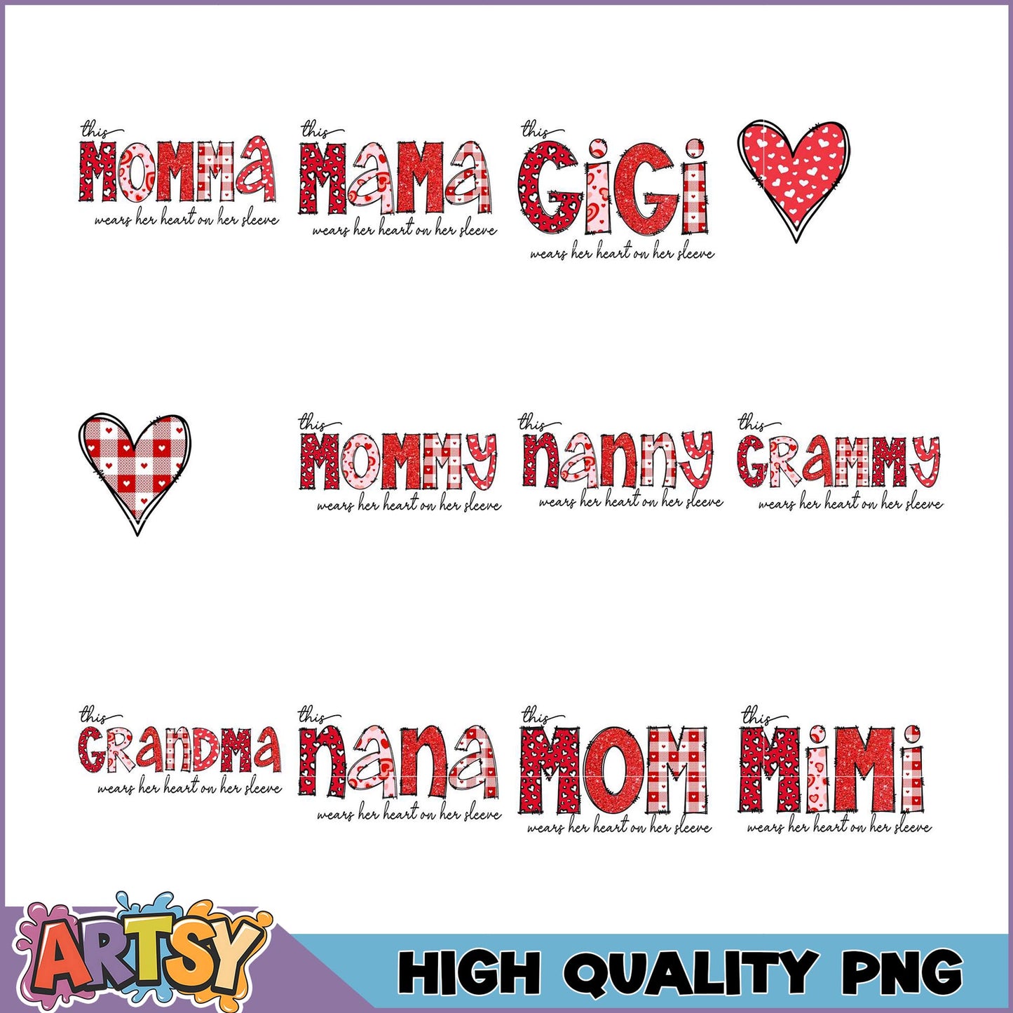 Mom Grandma Nana PNG Bundle High Quality Designs